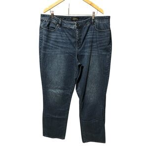 TALBOTS Flawless 5 Pocket Straight Leg Jeans Dark Wash Plus Size Stretch Casual